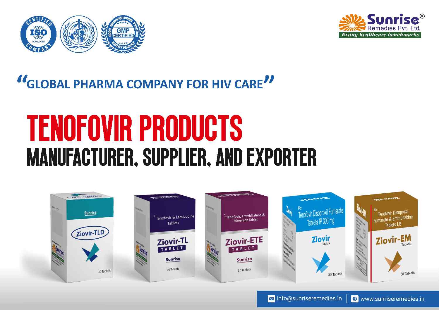 Tenofovir Tablets Manufacturer, Supplier, and Exporter